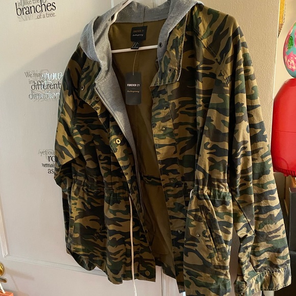 Forever 21 Army Jacket w/ Attached Hood - Picture 1 of 3